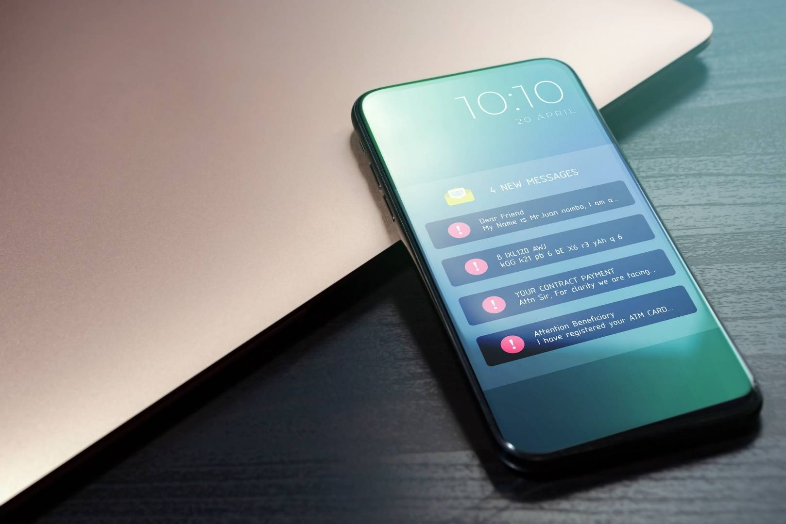 A smartphone displays multiple notifications on its screen, including messages and alerts.